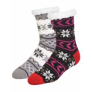 Gray & Red Snowflake 2-Pack Slipper Socks